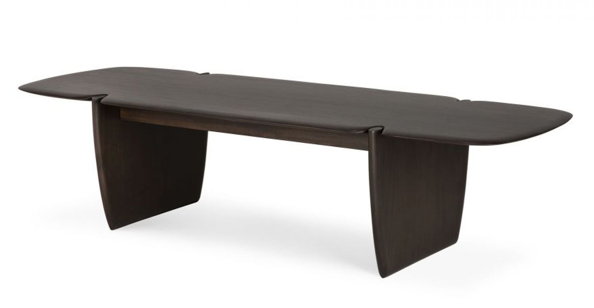 PI Couchtisch von Ethnicraft aus Mahagoni, moderner Wohnzimmertisch mit dunklem Holz und einzigartigem Design.